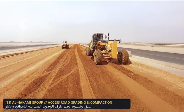 Motor Grader Access Road Grading Oil Wells - Hakami Group